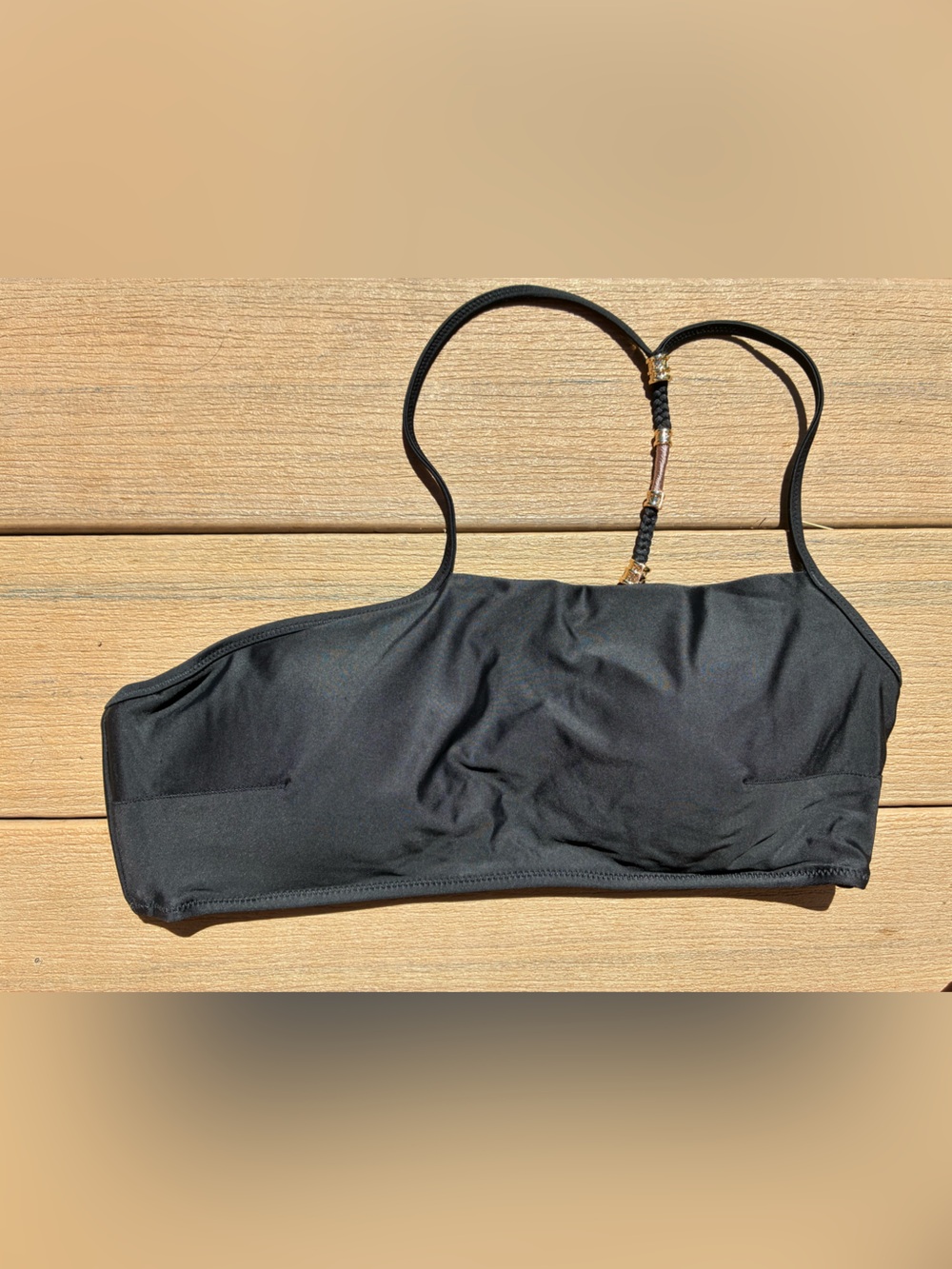 Aerie Black One-Shoulder Bikini Top Size Large NWT